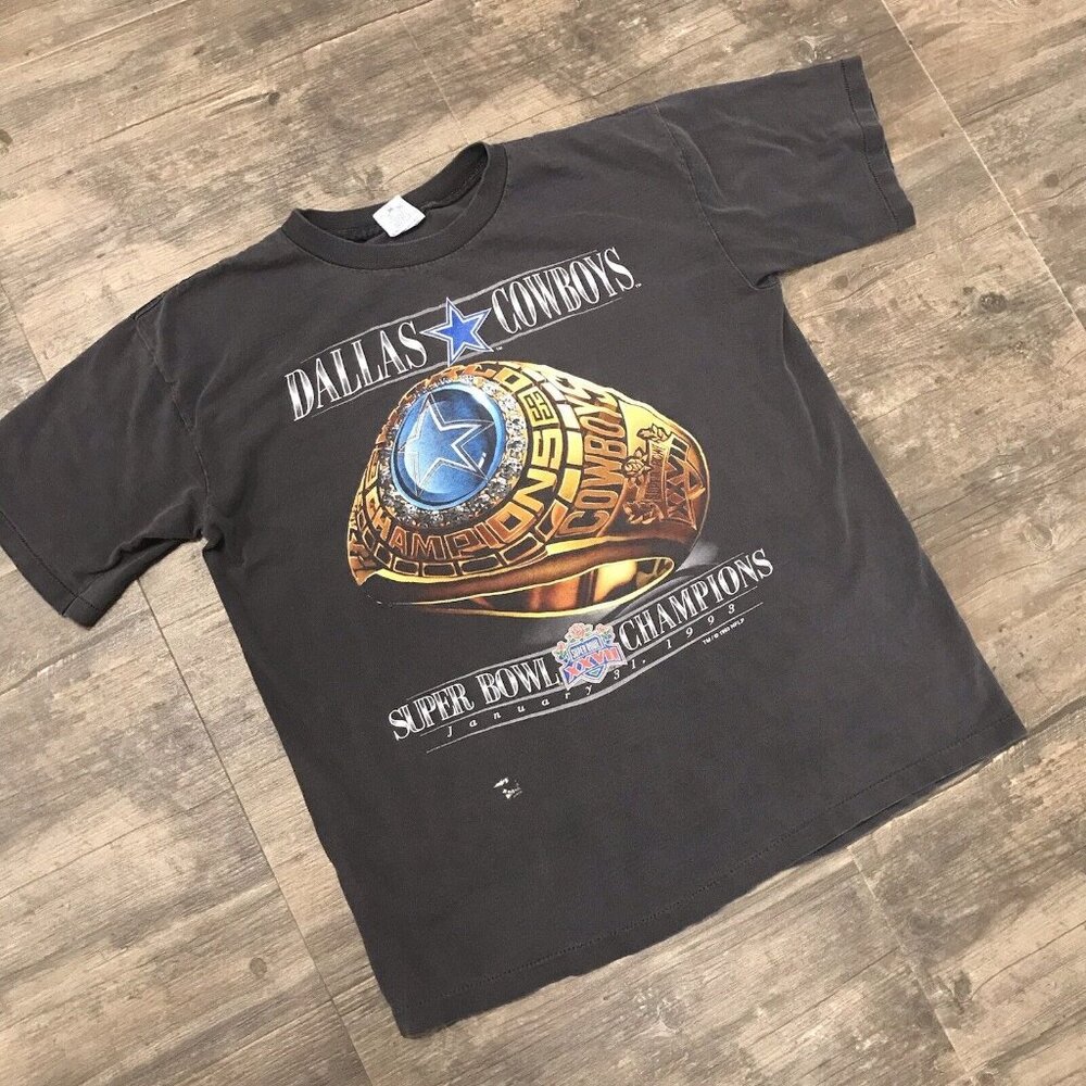 FADED Dallas Cowboys 1993 Super Bowl XXVII Champions Ring T Shirt Large USA Made
